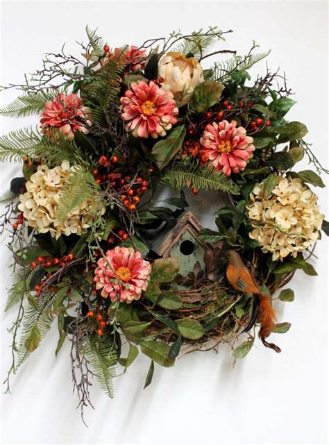 Birdhouse Honeysuckle Summer Wreath Country Decor Wreaths For Front