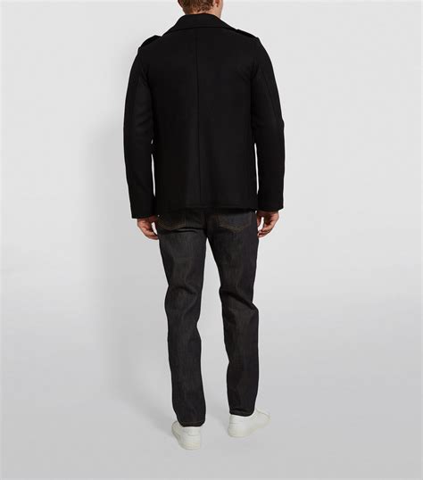Saint Laurent Black Wool Double Breasted Coat Harrods Uk