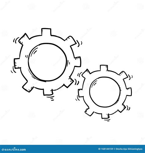 Doodle Gears Illustration Hand Drawn Style Vector Stock Vector