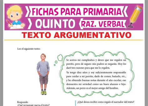 Textos Argumentativos Para Quinto Grado De Primaria Actividades