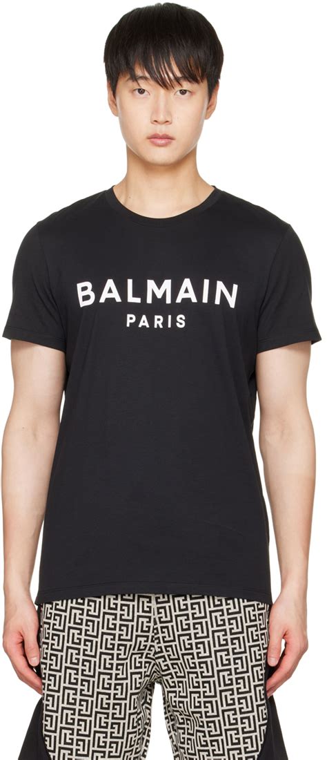 Black Print T Shirt By Balmain On Sale