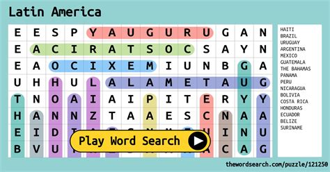 Latin America Word Search