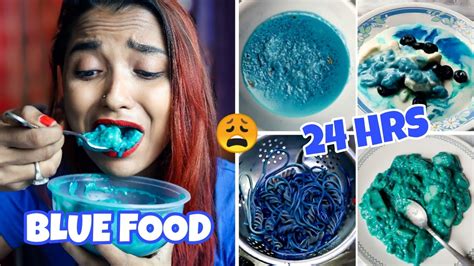 I Ate Blue Food For 24 Hours Challenge Full Day Of Eating Vlog