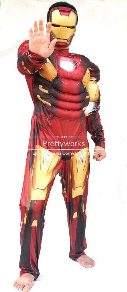 Iron Man Muscle Costume Ironman Superhero Onesies For Adult Costumes