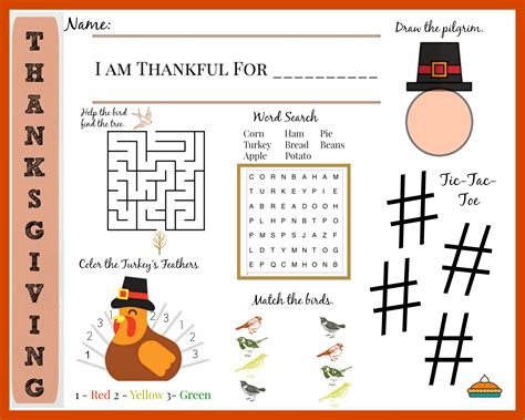 Free Printable Thanksgiving Placemats Printable Word Searches
