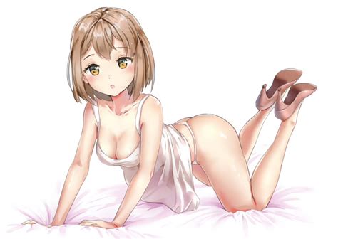 Iskanderednaksi Original Highres 1girl O All Fours Arm Support Ass Bare Shoulders Bed