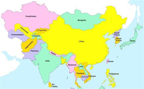 The map shows large parts of asia with the exception of some countries in western asia and the middle east. Map Of Asia Drawing | Free download on ClipArtMag