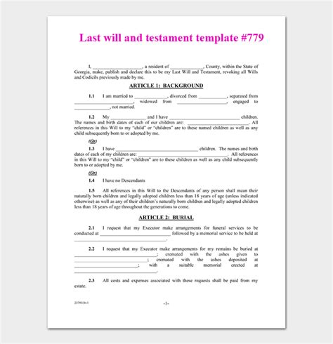 Free 17 Last Will And Testament Forms And Templates Word Pdf