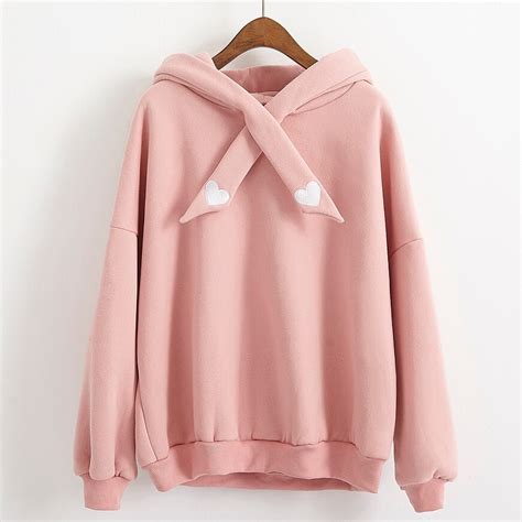 2019 Bts Harajuku Sweatshirt Korean Autumn Winter Hoodie Cute Sweet Embroidery Love Pink Long