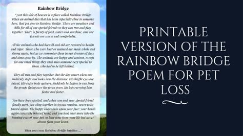 Learn what causes a rainbow to form at howstuffworks.com. Original Rainbow Bridge Poem Printable Version for Free ...