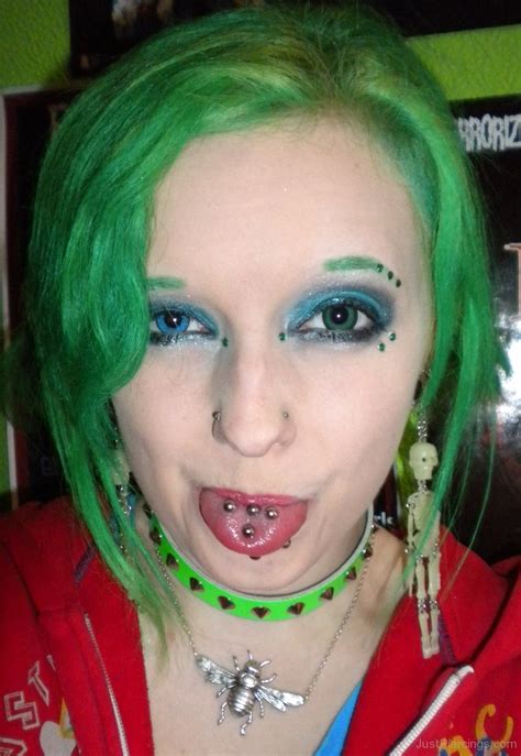 Multiple Tongue Piercing With Studs For Girls