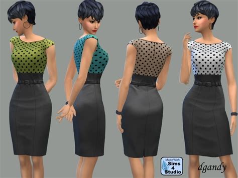 Pencil Dress With Polka Dot Top By Dgandy At Tsr Sims 4 Updates