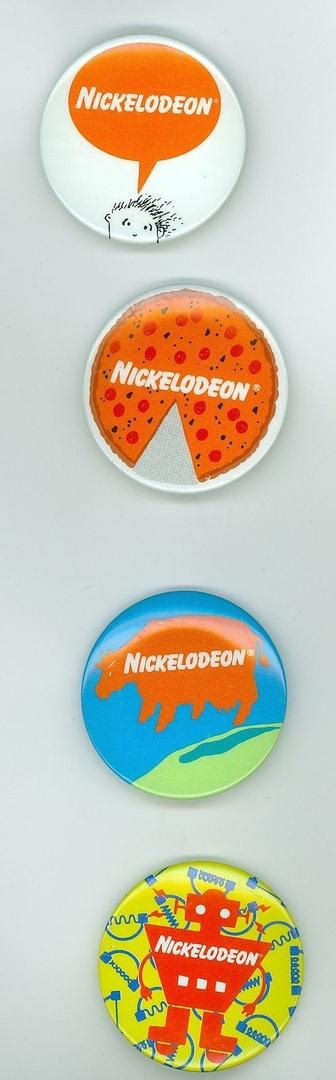 4 Vintage 1985 Nickelodeon Advertising Campaign Pinback Buttons