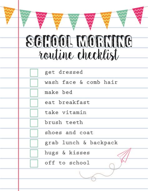 School Morning Routine Checklist 500