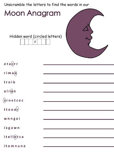 Moon Anagram Puzzles