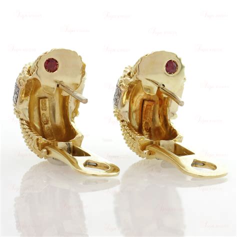 Roberto Coin 18k Yellow Gold Diamond Signature Ruby Earring