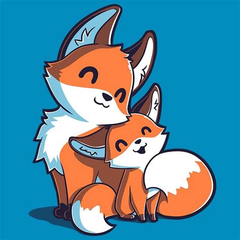 Mama And Baby Fox T Shirt Teeturtle Cute Fox Drawing Cute Animal