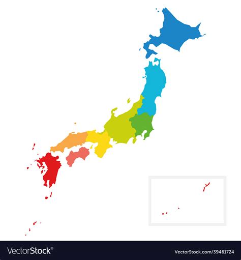 Japan Political Map Of Regions Royalty Free Vector Image