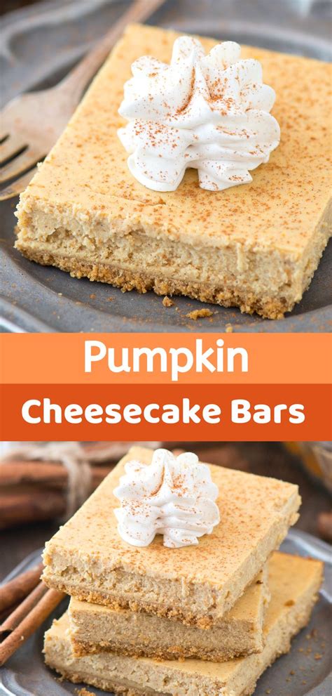 This cheesecake tasted just like the pumpkin cheesecake we used to serve at a 5 star restaurant in washington d.c. Easy to follow recipe for pumpkin cheesecake bars that are ...