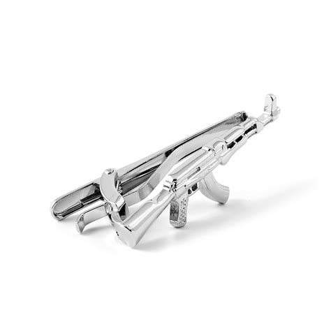 Silver Tone Ak47 Rifle Tie Clip In Stock Warren Asher