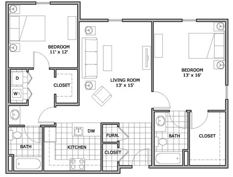 Bedroom Apartment Floor Plans With Dimensions Cintronbeveragegroup Com