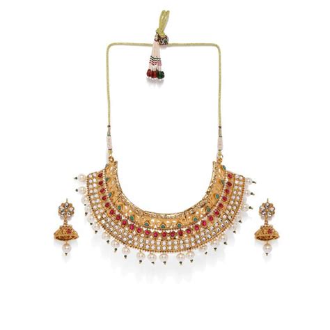 Buy Zaveri Pearls Traditional Gold Tone Bridal Choker Necklace
