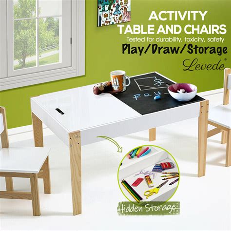 Shop for study table and chair online at best prices in india. Kids Activity Table Chair Set Study Storage Desk Dining Children Chalkboard Game | Buy Kid's ...