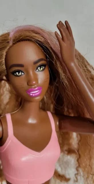 BARBIE DOLL MATTEL Nude African American Long Wave Hair Pink Streaks