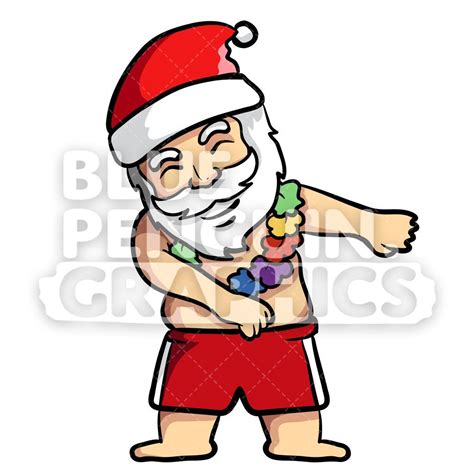 Summer Santa Flossing Vector Cartoon Clipart Cartoon