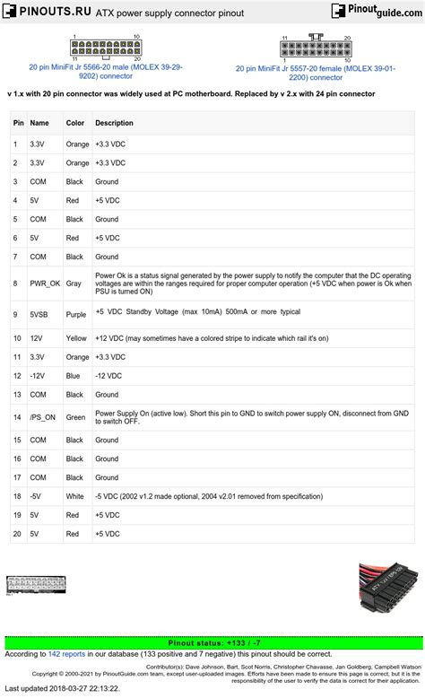 Atx Power Supply Connector Pinout Diagram Pinoutguide Com