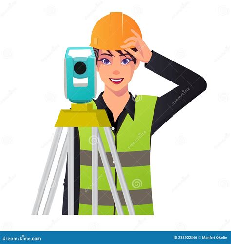 Civil Engineer Land Surveying Construction Worker In Safety Vest