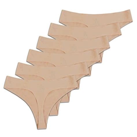 Bolivelan Pack Of Womens Mid Rise Seamless Thongs Comfy Nude Size My