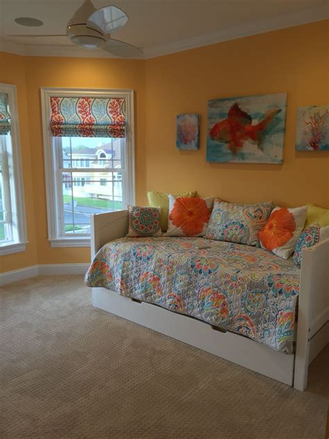 Orange guest room | Room, Home decor, Guest room