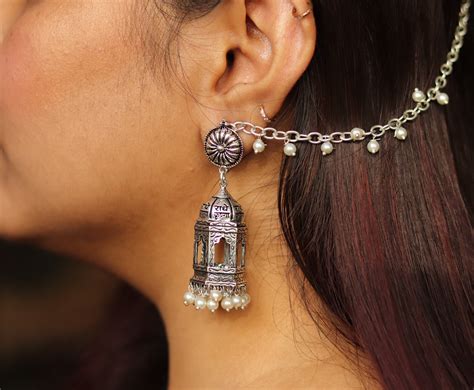 Oxidize Jhumka Indian Jewelry Bollywood Earring Radha Krishna Etsy
