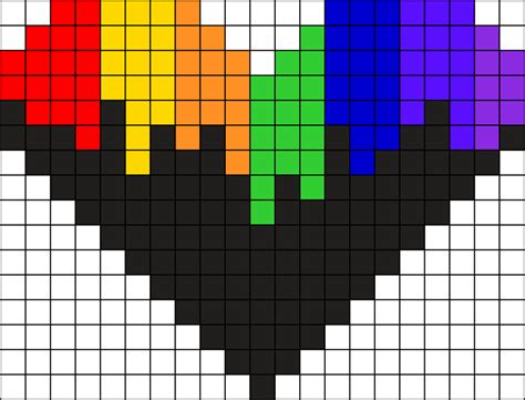 Black Dripping Rainbow Heart Perler Bead Pattern Bead Sprites
