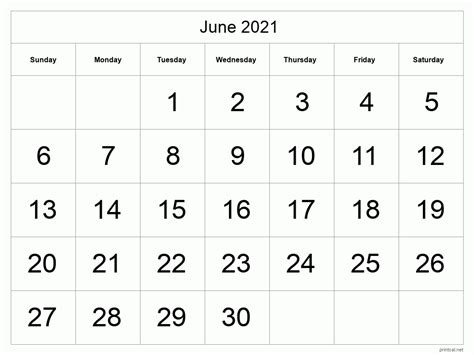 Printable June 2021 Calendar Free Printable Calendars