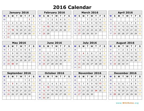 2016 Calendar