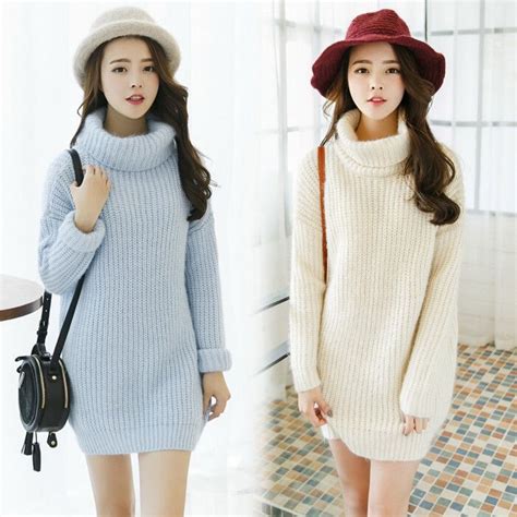 Japanese Sweet Turtleneck Sweater Dress Asiatische Mode Mode Asiatisch