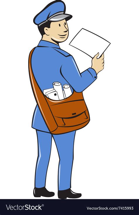 Mailman Deliver Letter Isolated Cartoon Royalty Free Vector