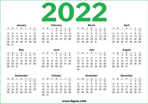 2022 Calendar Printable One Page Printable Calendar 2022 Free