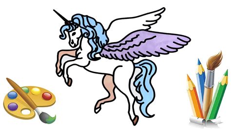 Learn how to draw a cute unicorn in just a few steps. How to Draw Unicorn Pegasus Coloring Pages Drawing Videos ...