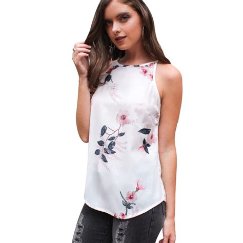 Buy Fashion Floral Printed Women Summer Tops Round