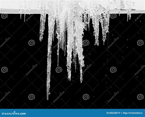Icicles On Building Roof At Sunny Winter Day Stock Image Image Of