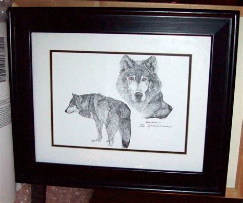 Wolf Art Print Signed Numbered R Glenn Garrison Wildlife Pen Ink