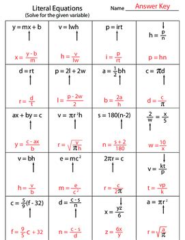 Students solve and graph basic, single variable inequalities. Literal Equations Worksheet in 2020 (With images) | Literal equations, Equations, Algebra ...