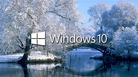 Windows 10 On The Snowy Lake White Text Logo Wallpaper Computer