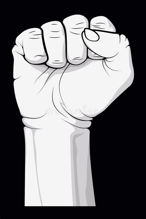 Monochrome Clenched Fist Symbol Of Freedom Revolution And Protest