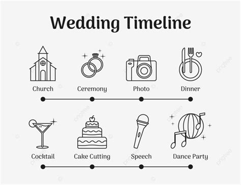 Gambar Template Garis Waktu Pernikahan Gaya Seni Garis Hitam Dan Putih