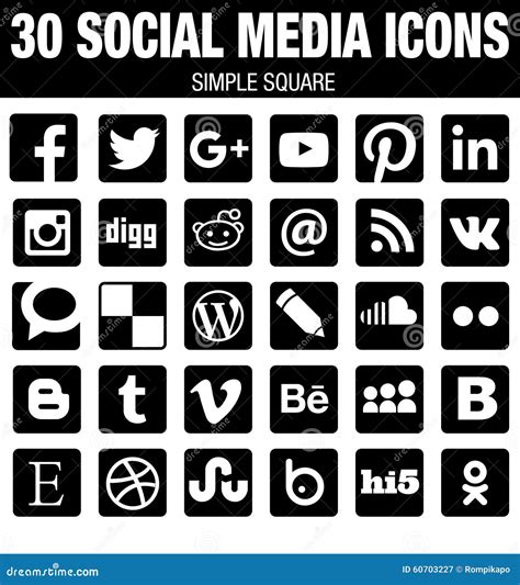 Square Social Media Logo Or Social Media Icon Template Set Cartoon