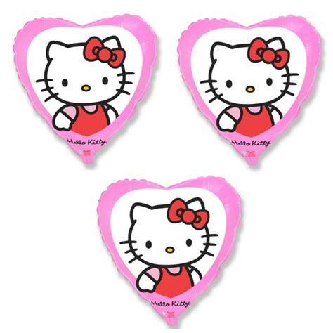 Hello Kitty Heart Shaped 3 Count 18 Birthday Party Mylar Foil Balloons